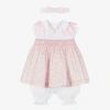 PRETTY ORIGINALS GIRLS WHITE & PINK COTTON DRESS SET