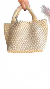 Pretty Persuasions Women's Leather Weave Bag In Taupe In Gray