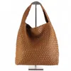 Pretty Persuasions Women's Woven Hobo Handbag With Cosmetic Pouch In Camel In Brown