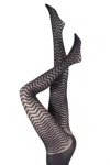 Pretty Polly Women's Zig Zag Wave Tights In Black In Black