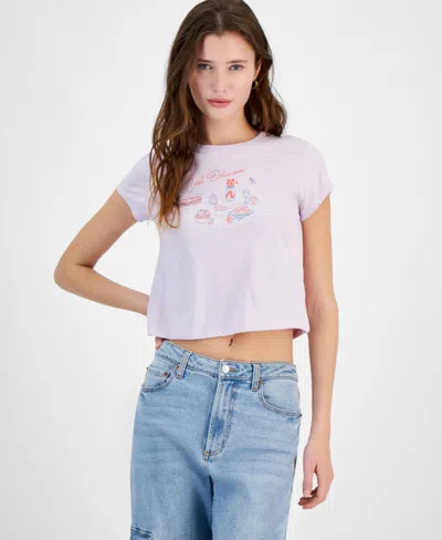 Pretty Rebellious Juniors' French Picnic Graphic T-shirt In Lavender Haze