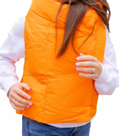 Pretty Rugged Puffer Vest In Orange