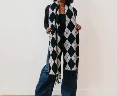 Pretty Simple Always Classy Argyle Scarf In Grey/black In Multi