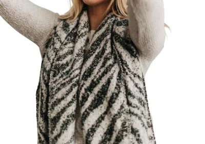 Pretty Simple Brooke Zebra Scarf In White In Multi