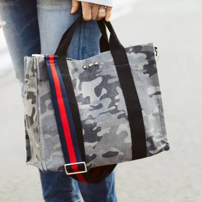 Pretty Simple Camo Canvas Tote In Camouflage Grey In Multi