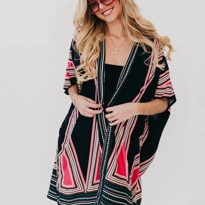 Pretty Simple Desert After Dark Kimono In Red In Multi