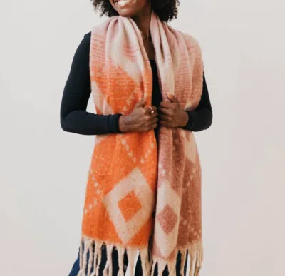 Pretty Simple Diamond Fade Scarf In Orange/pink/cream In Multi