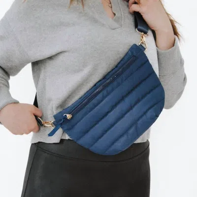 Pretty Simple Jolie Belt Puffer Crossbody Bag In Navy