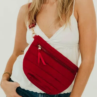 Pretty Simple Jolie Puffer Belt Bag In Crimson Red