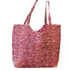 Pretty Simple Leopard Beach Tote Bag In Coral In Pink