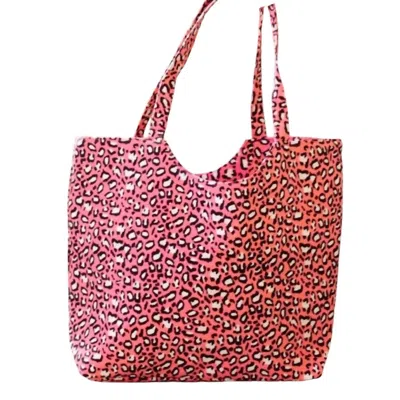 Pretty Simple Leopard Beach Tote Bag In Coral In Pink