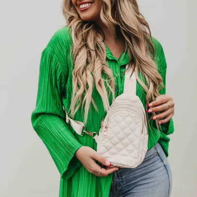 Pretty Simple Pinelope Quilted Sling Bag In Bum Bag Cream In Multi