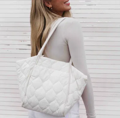 Pretty Simple Preslee Petite Puffer Tote Bag In Cream In White