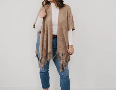 Pretty Simple Prince Paisley Knitted Shawl Wrap In Tan In Brown