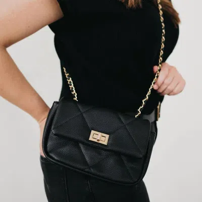 Pretty Simple Queenie Quilted Chain Crossbody Bag In Black