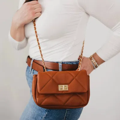 Pretty Simple Queenie Quilted Crossbody Bag In Brown