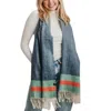 Pretty Simple Stripe Fringe Scarf In Red/green/navy In Multi
