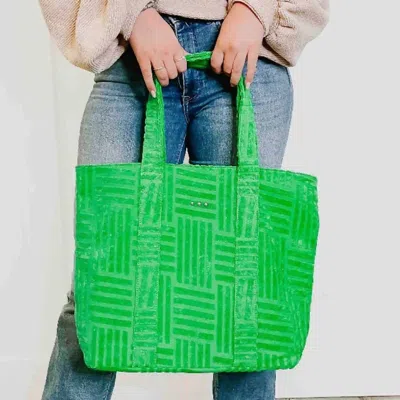 Pretty Simple Teagan Terry Cloth Tote With Matching Pouch In Green