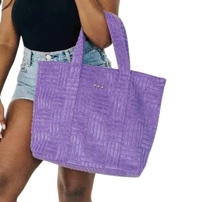 Pretty Simple Teagan Terry Cloth Tote With Matching Pouch In Purple