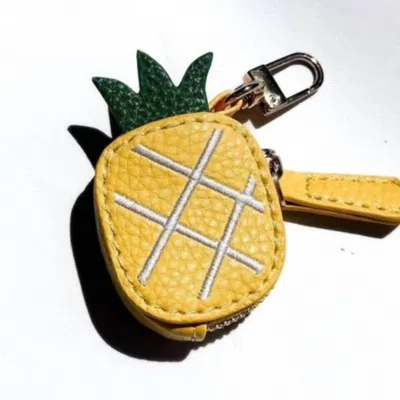 Pretty Simple Unisex Pineapple Zipper Pouch Bag Charm In Yellow