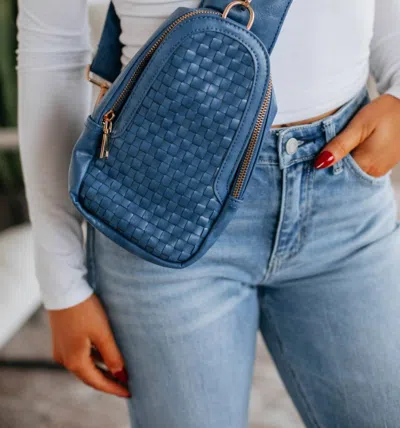 Pretty Simple Waverly Woven Crossbody Sling Bag In Blue