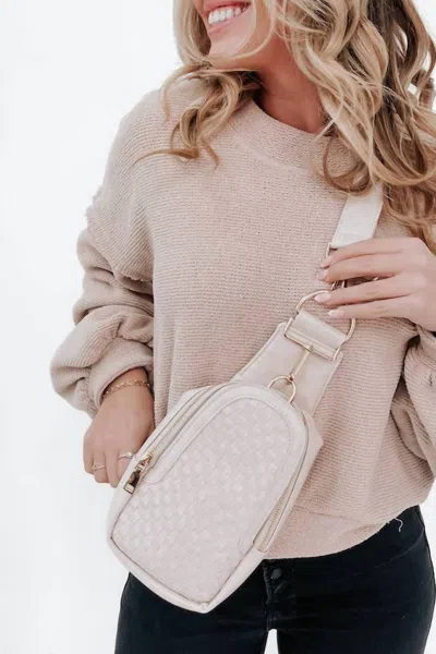 Pretty Simple Waverly Woven Crossbody Sling Bag In Cream