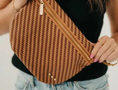 Pretty Simple Westlyn Diagonal Woven Bum Bag In Two Tone Browns In Multi