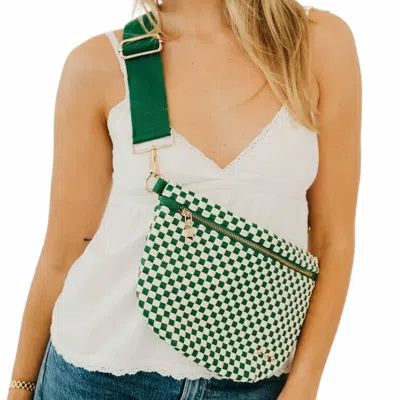 Pretty Simple Westlyn Woven Bum Bag In Checkered Emerald In Multi