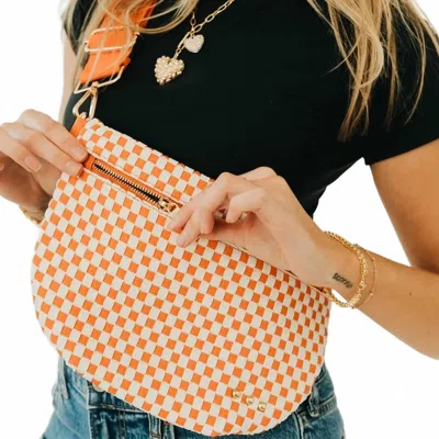 Pretty Simple Westlyn Woven Bum Bag In Checkered Orange In Multi