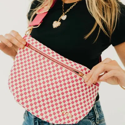 Pretty Simple Westlyn Woven Bum Bag In Checkered Pink