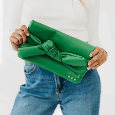 Pretty Simple Women's Billie Bow Convertible Clutch Crossbody Bag In Emerald Green