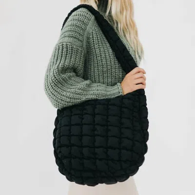 Pretty Simple Women's Carmen Puffy Quilted Hobo Tote Bag In Black