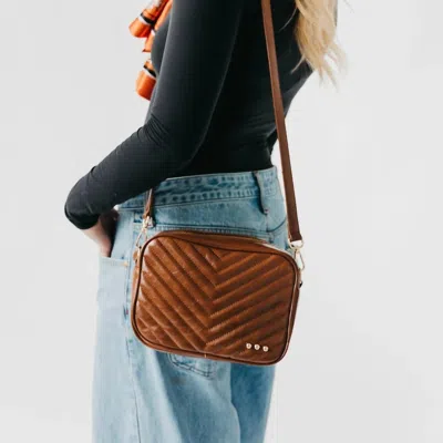 Pretty Simple Women's Coco Chevron Crossbody Bag In Mocha In Brown