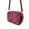 Pretty Simple Women's Coco Chevron Quilted Camera Crossbody Bag In Maroon In Burgundy