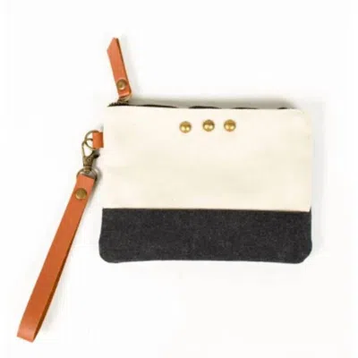 Pretty Simple Women's Contrast Canvas Boho Wristlet In Black In Multi