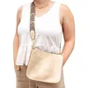 Pretty Simple Women's Crossbody Bag With Leopard Canvas Strap In Creamy Beige In Multi