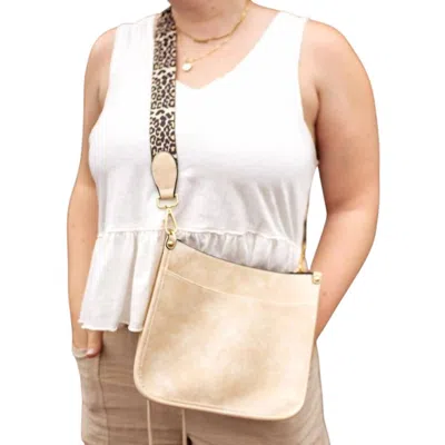 Pretty Simple Women's Crossbody Bag With Leopard Canvas Strap In Creamy Beige In Multi