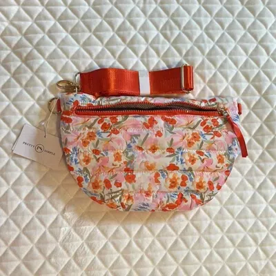 Pretty Simple Women's Jolie Puffer Belt Bag In Mango Floral In Red