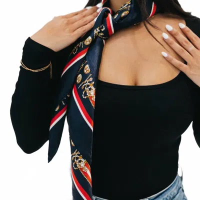 Pretty Simple Women's Napa Valley Boho Satin Scarf In Navy In Blue