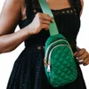 Pretty Simple Women's Pinelope Quilted Sling Bag Bum Bag In Emerald In Gold