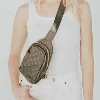 Pretty Simple Women's Pinelope Quilted Sling Bag Bum Bag In Olive In Green