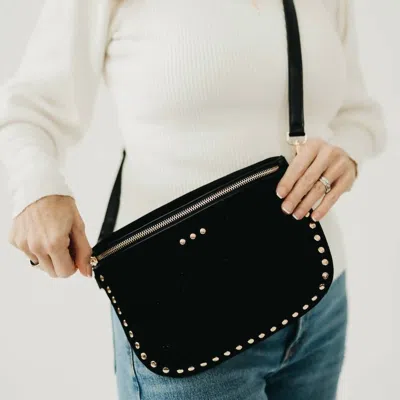 Pretty Simple Women's Sabrina Studded Suede Bum Bag In Black