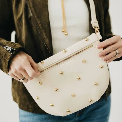 Pretty Simple Women's Studded Westlyn Bum Bag In Cream In White