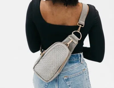 Pretty Simple Women's Waverly Woven Crossbody Sling Bag With Strap Extender In Grey In Gray
