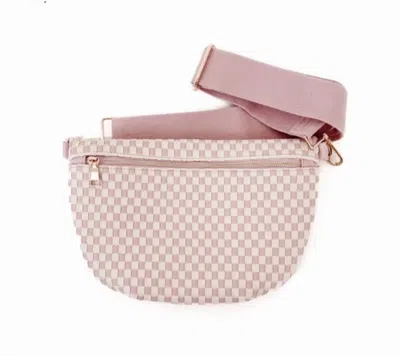 Pretty Simple Women's Westlyn Woven Bum Bag In Checkered Blush In Pink