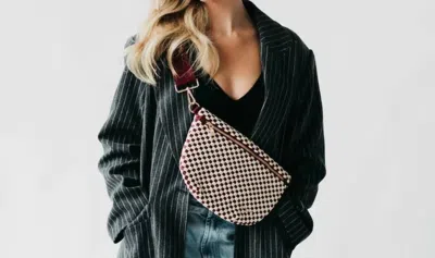 Pretty Simple Women's Westlyn Woven Bum Bag In Checkered Burgundy In Multi
