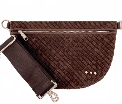 Pretty Simple Women's Westlyn Woven Bum Bag In Suede Chocolate In Brown