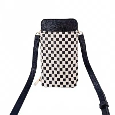 Pretty Simple Women's Woven Double Duty Phone Bag In Black Checkered In Multi
