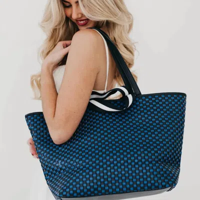 Pretty Simple Women's Woven Tiffany Organizer Tote Bag In Checkered Navy In Multi