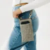 Pretty Simple Woven Double Duty Phone Crossbody Bag In Grey In Gray